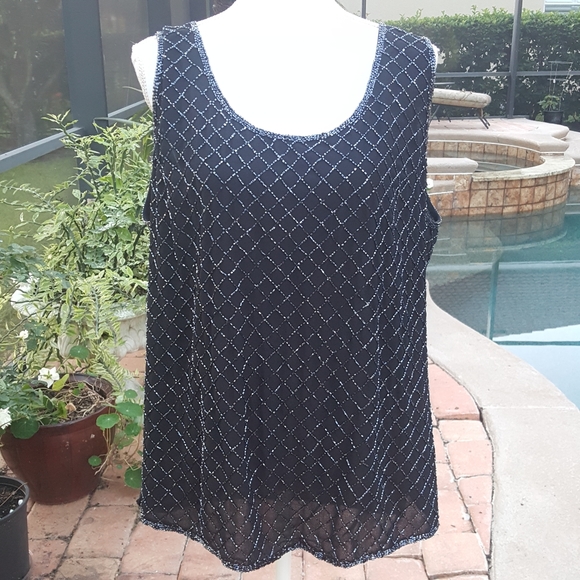 August Max Woman Party Beaded Sleeveless Top - Picture 1 of 8